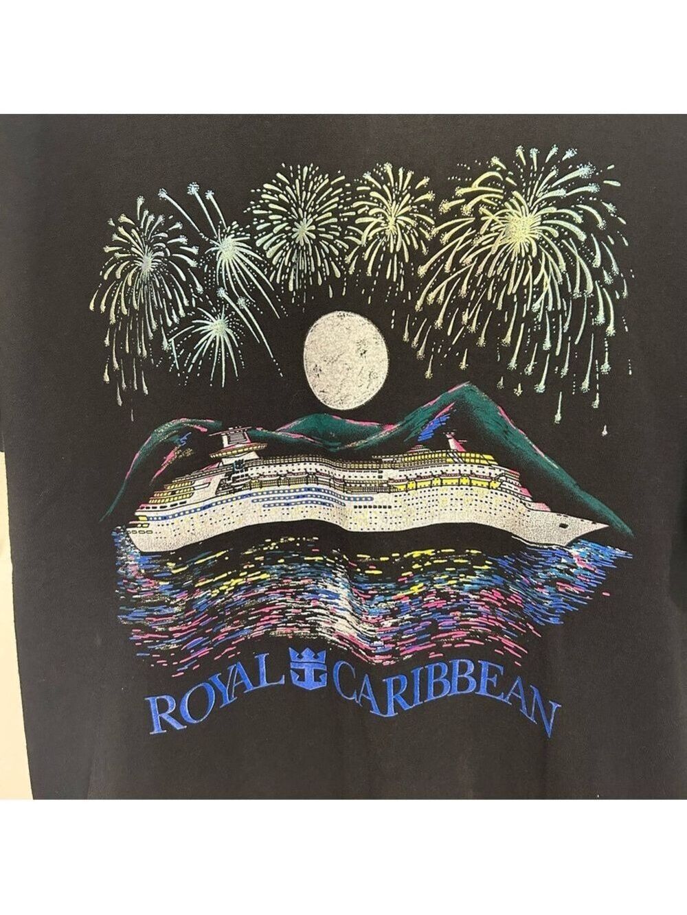 Vintage Royal Caribbean Jerzees Shirt Men’s Large – Black – Boat Graphic – RARE - Picture 2 of 4